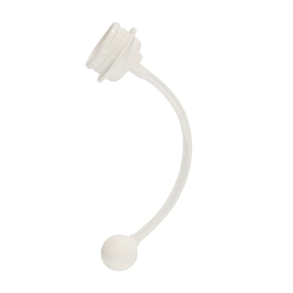 Pigeon Weaning Series Weight Ball Straw: white curved baby bottle straw with weighted tip and screw-on connector.