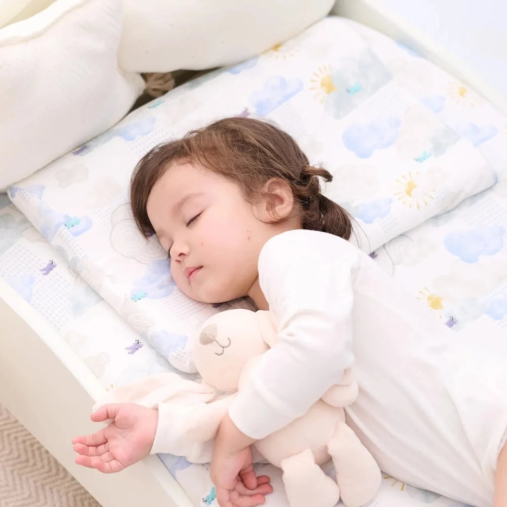 NEST DESIGNS Nest Designs Pillow With Pillowcase Fluffy Puffs U-shaped contoured design with cloud and sun print pattern img 2/6