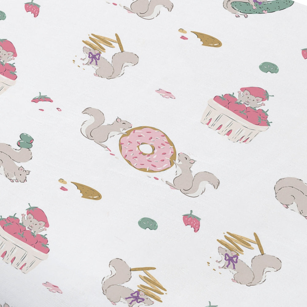NEST DESIGNS Nest Designs Pillow With Pillowcase Very Squirrelly printed with squirrels, pink donuts, strawberry baskets img 6/6