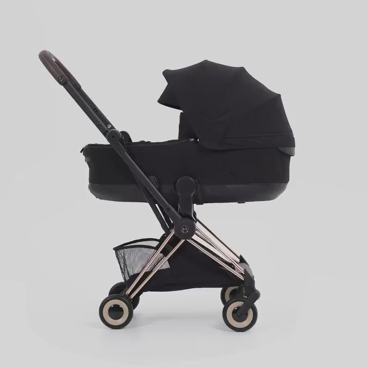 Lifestyle image of the Cybex Platinum Coya 2 Stroller - Style Collection cybex coya 2 style collection travel system animation video demonstration.
