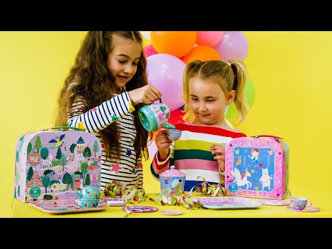 Floss And Rock 7pc Tin Tea Set Rainbow Fairy