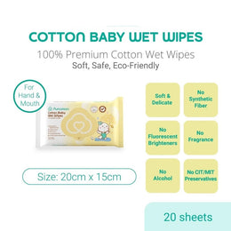 Purcotton Cotton Baby Wet Wipes 20 Sheets