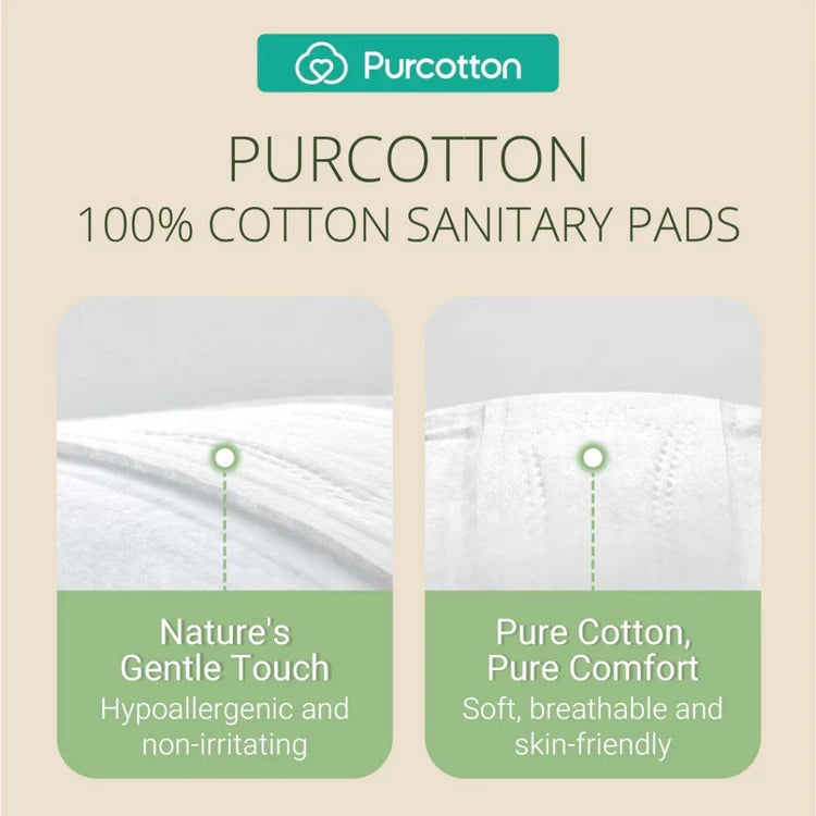 Purcotton MaxGuard Panty Liner 245mm, 16 pads, packaging highlights 100% cotton, hypoallergenic and breathable.