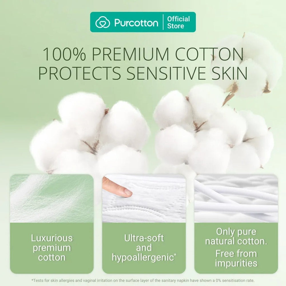 PURCOTTON Purcotton MaxGuard Ultra Pad 360mm 8Pads 100% premium cotton with three feature detail panels img 5/7