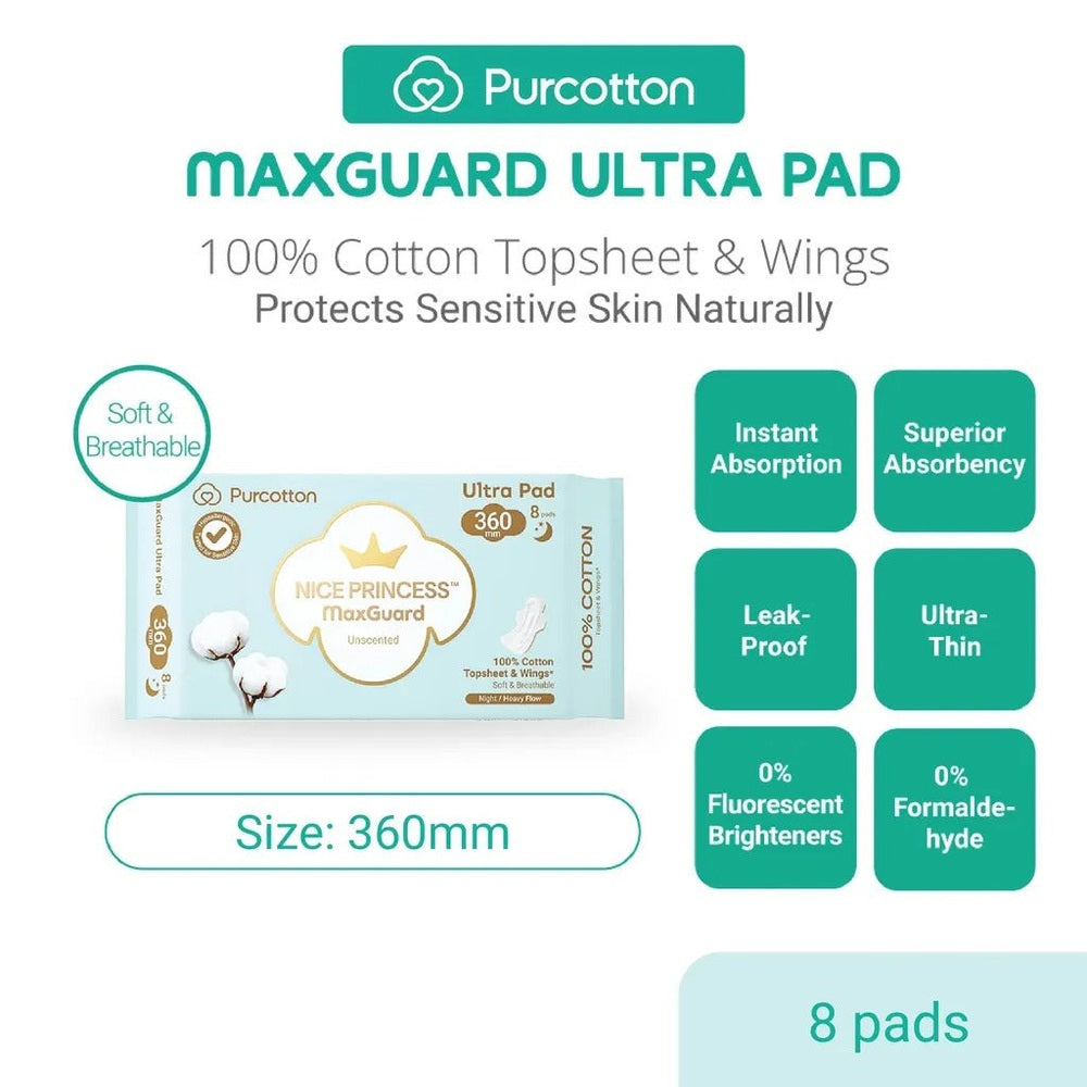 PURCOTTON Purcotton MaxGuard Ultra Pad 360mm 8Pads Nice Princess unscented with feature badges grid layout img 7/7