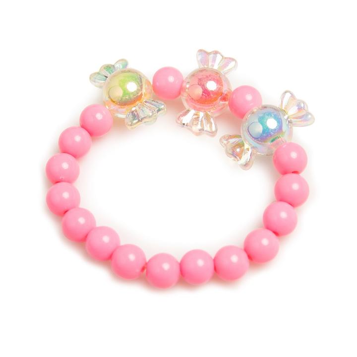 PUTTISU Bead Bangle 02 Candy pink acrylic bead bracelet with candy charms