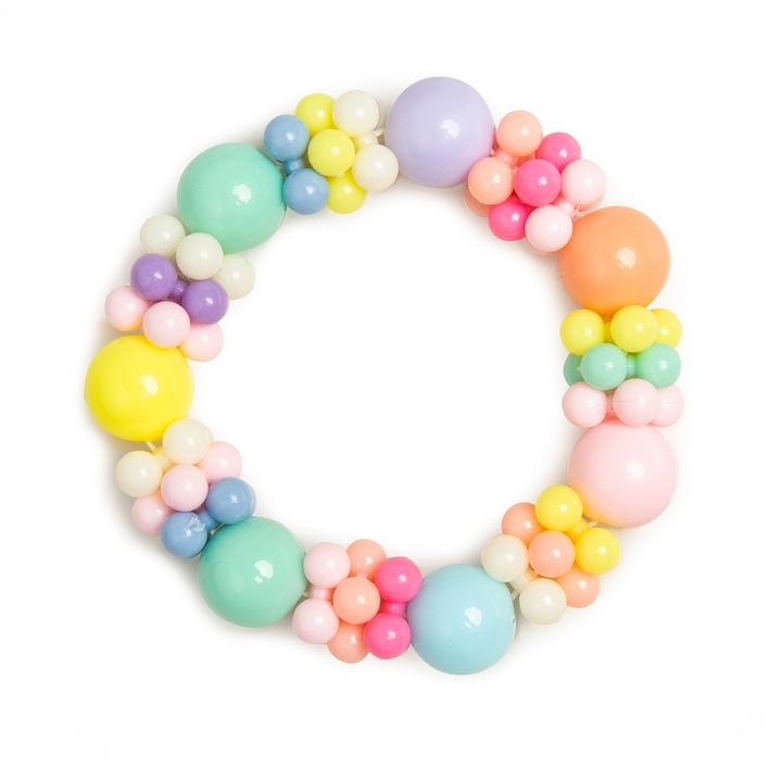 Puttisu Bead Bangle 03 Bubble bracelet featuring pastel multicolor spherical beads, PUTTISU jewelry.