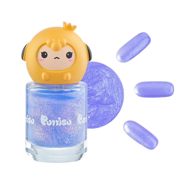 Puttisu Pangpang Nail Polish Bling B010 Twinkle Purple bottle with yellow character cap and glitter polish