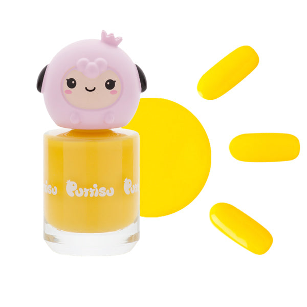 Puttisu Pangpang nail polish bottle C03 Yellow Flower with pink panda cap