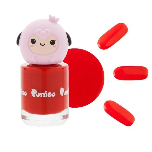 Puttisu Pangpang nail polish C12 Lovely Moment red bottle with pink panda cap