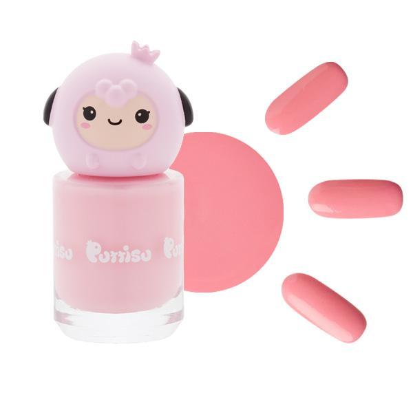 Puttisu Pangpang nail polish C16 Fall In Love pink bottle with panda cap