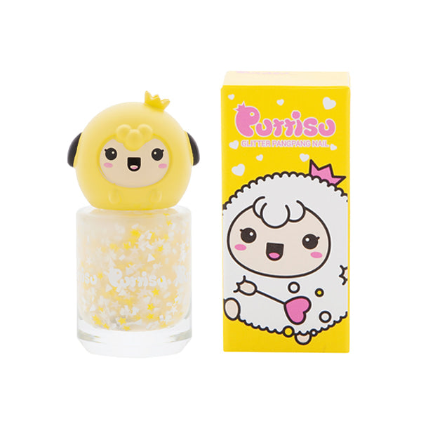 PUTTISU Puttisu Pangpang Nail Polish Glitter G04 Spring Picnic in a yellow starry glitter bottle