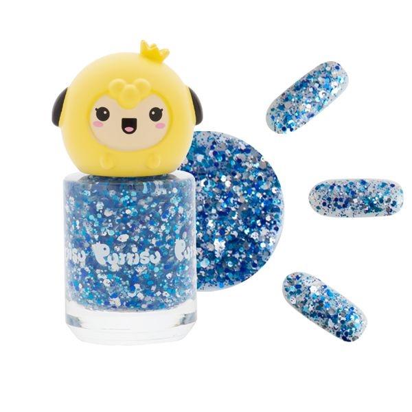 PUTTISU Pangpang nail polish glitter G07 My House Pool bottle with blue glitter and panda cap