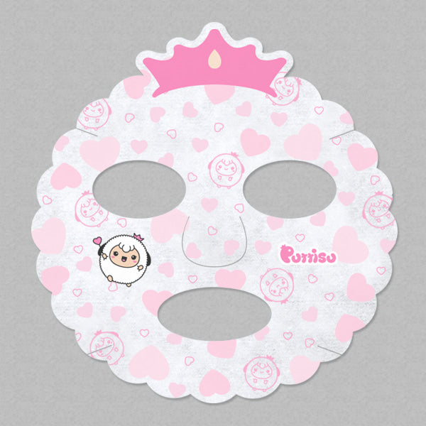 Puttisu Real Fruit Mask Sheet Strawberry facial mask with pink heart pattern and crown emblem