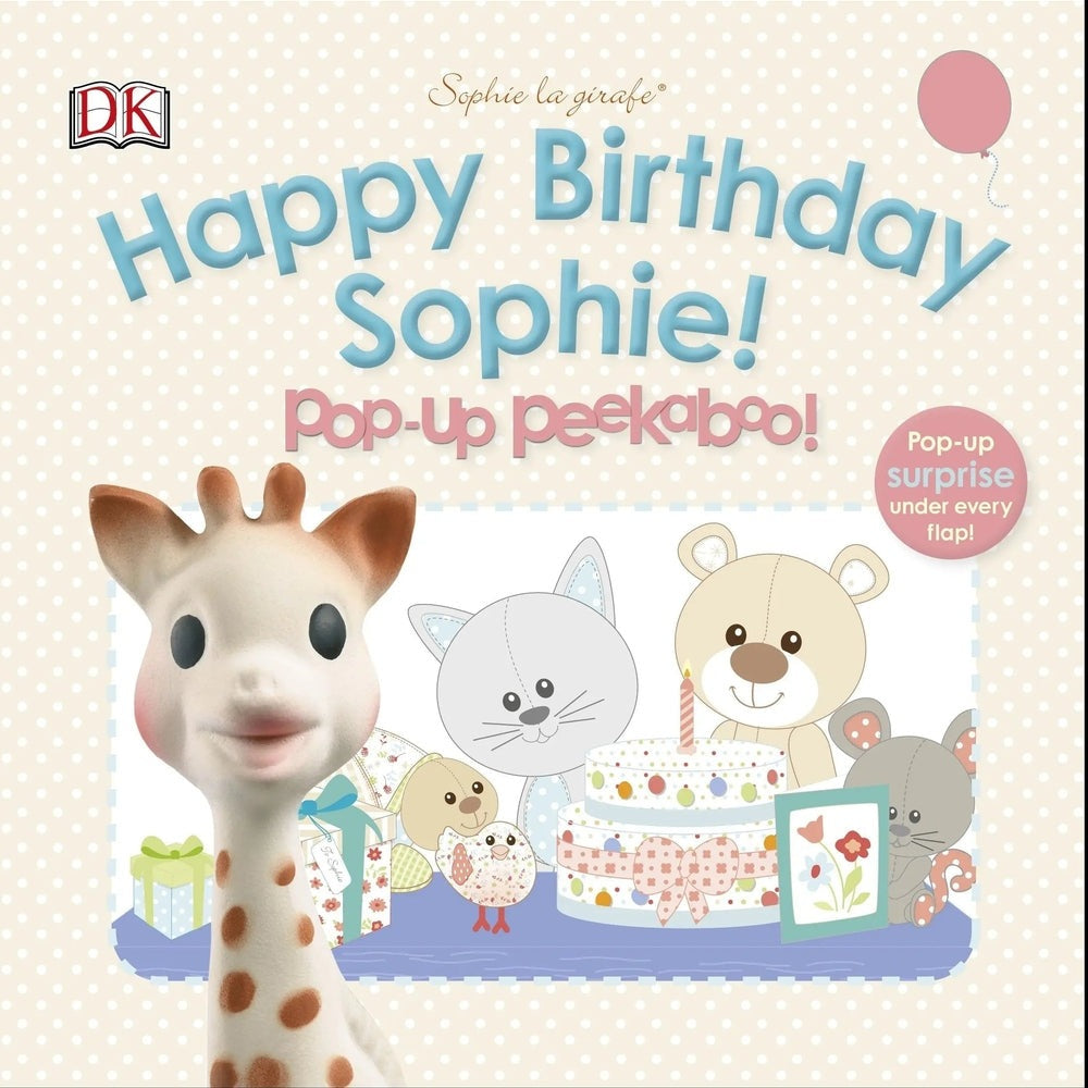 QHOUSE KIDS Sophie la Girafe Book: pastel birthday party with cake, animals, and