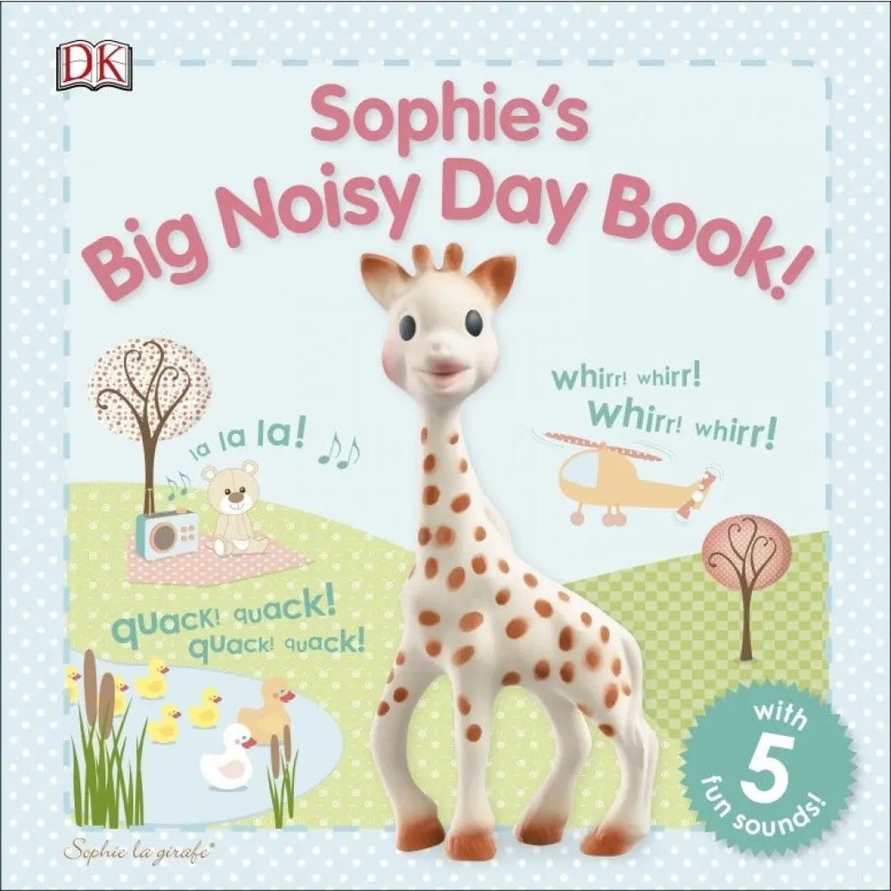 QHOUSE KIDS Sophie La Girafe Book, a soft illustrated sound book with a giraffe figure and 5 playful sounds.