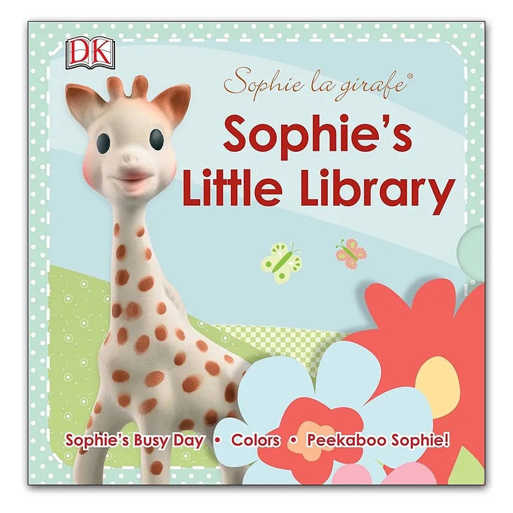 QHOUSE KIDS Sophie La Girafe Book with a pastel cover and friendly giraffe illustration on the front