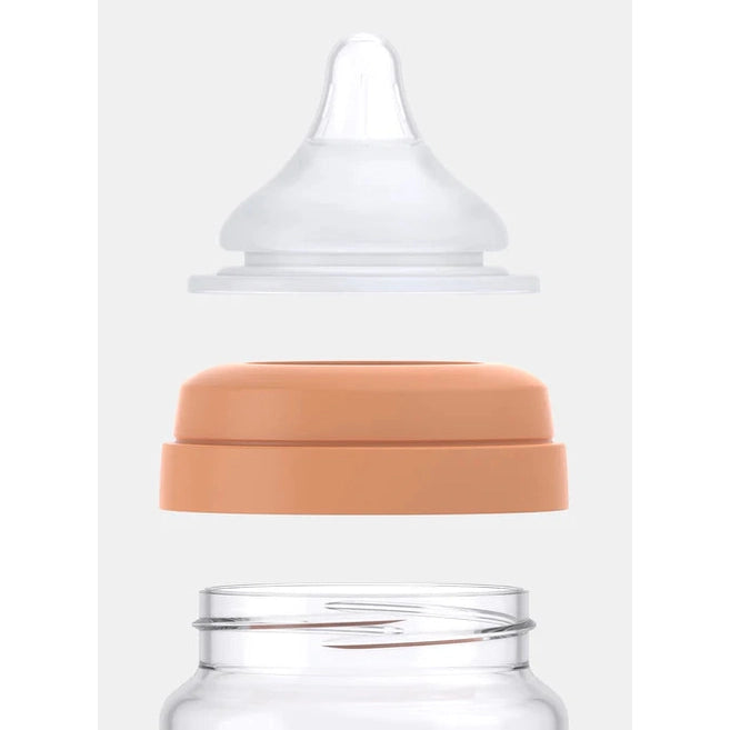 QUARK Buubibottle Max hybrid baby feeding bottle, 1 pack, silicone nipple and peach collar