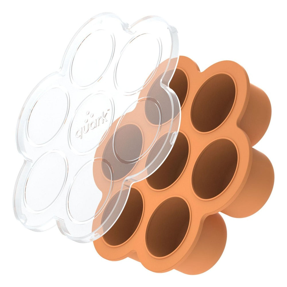 Quark Chiill silicone baby food freezer tray with lid, orange, 740ml portions