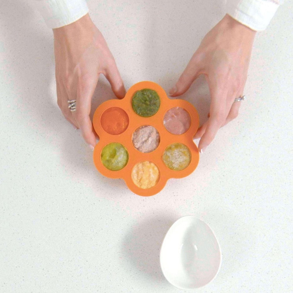 QUARK silicone baby food freezer tray with lid, orange, 740ml portions