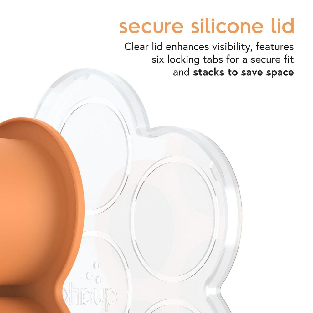 QUARK Chiill silicone baby food freezer tray with lid, orange lid, 7 40 ml portions