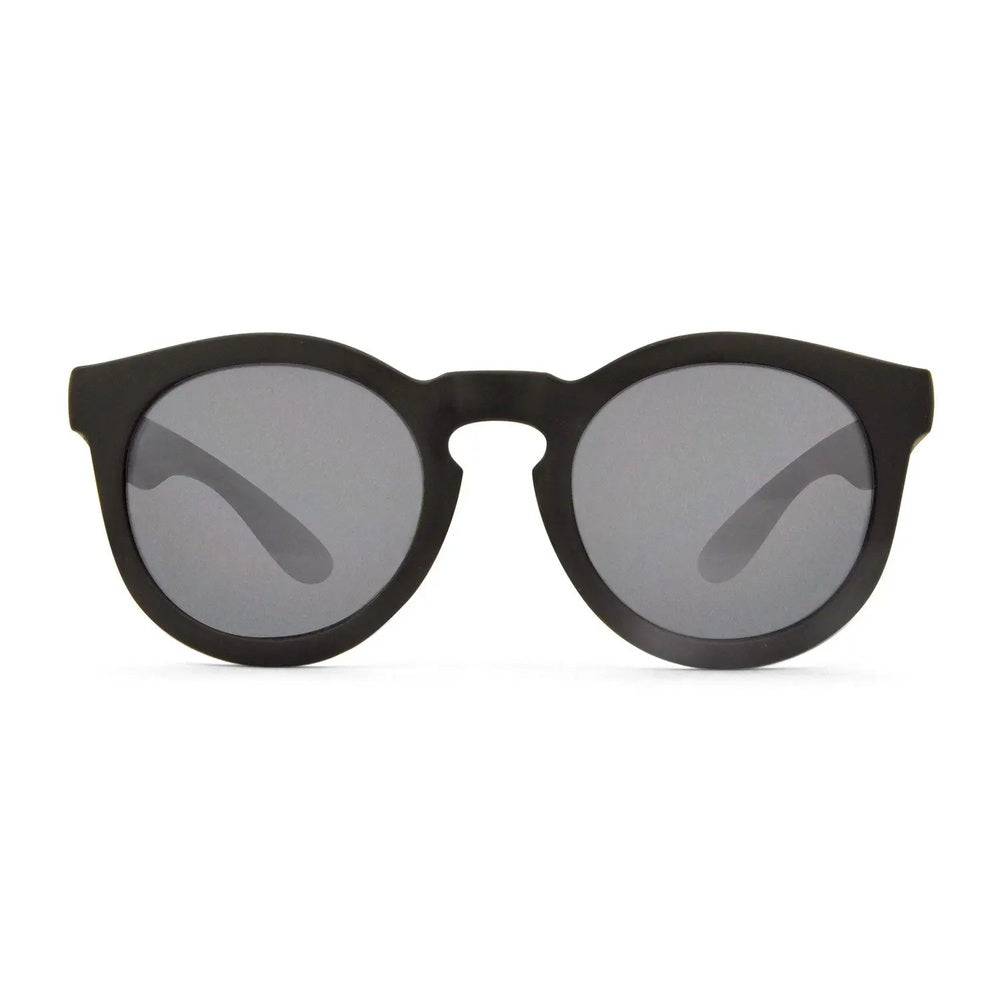 Real Shades Chill sunglasses for kids, black frame with grey lenses, ready to wear.