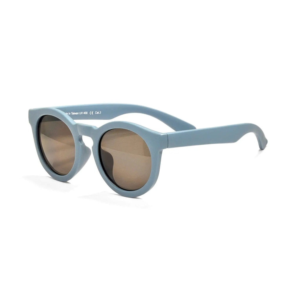 Real Shades Chill sunglasses, unbreakable UV fashion eyewear in steel blue with brown lenses