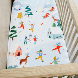 Rookie Humans Cotton Sateen Crib Sheet Snowy Day