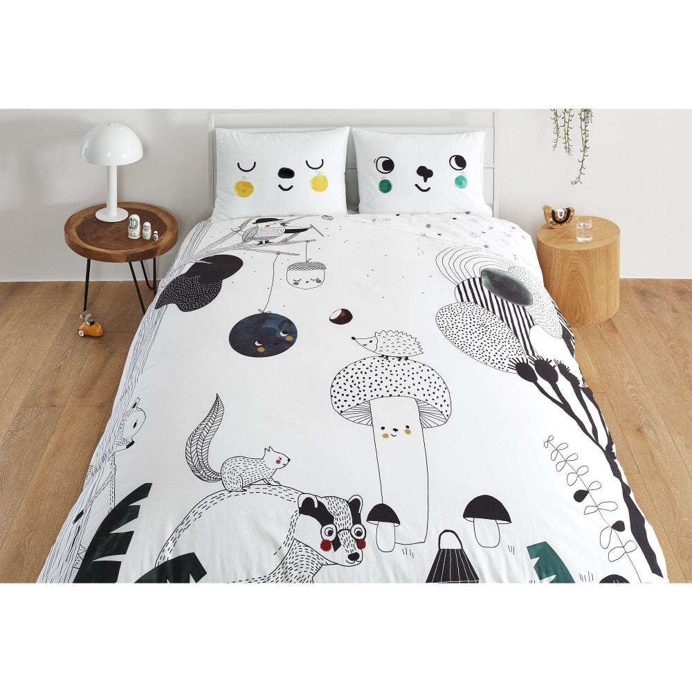 Rookie Humans pillowcases 2-pack white with cute face designs for woodland-themed bedding by ROOKIE HUMANS