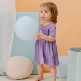 Nest Designs Short Sleeve Dress Violet Blooms
