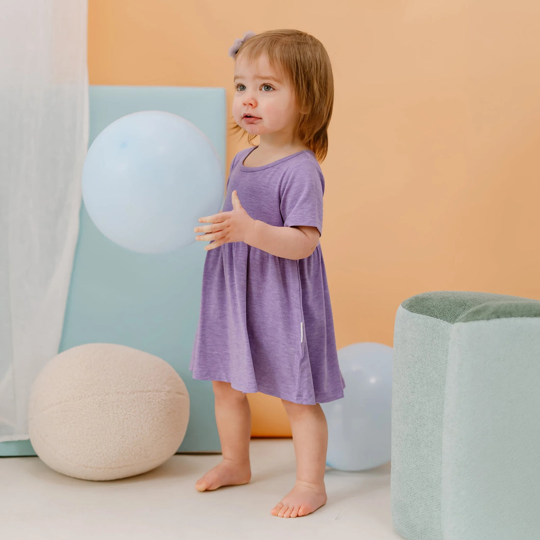 Nest Designs Short Sleeve Dress Violet Blooms — lifestyle