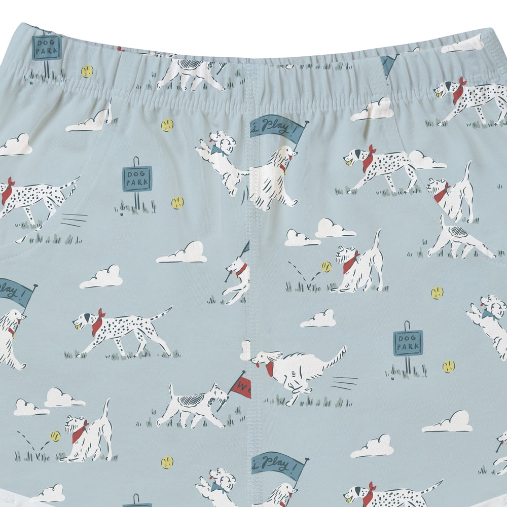 NEST DESIGNS Nest Designs Short Sleeve PJ Set Puppy Park elastic waistband with dogs in red bandanas and tennis balls img 9/10