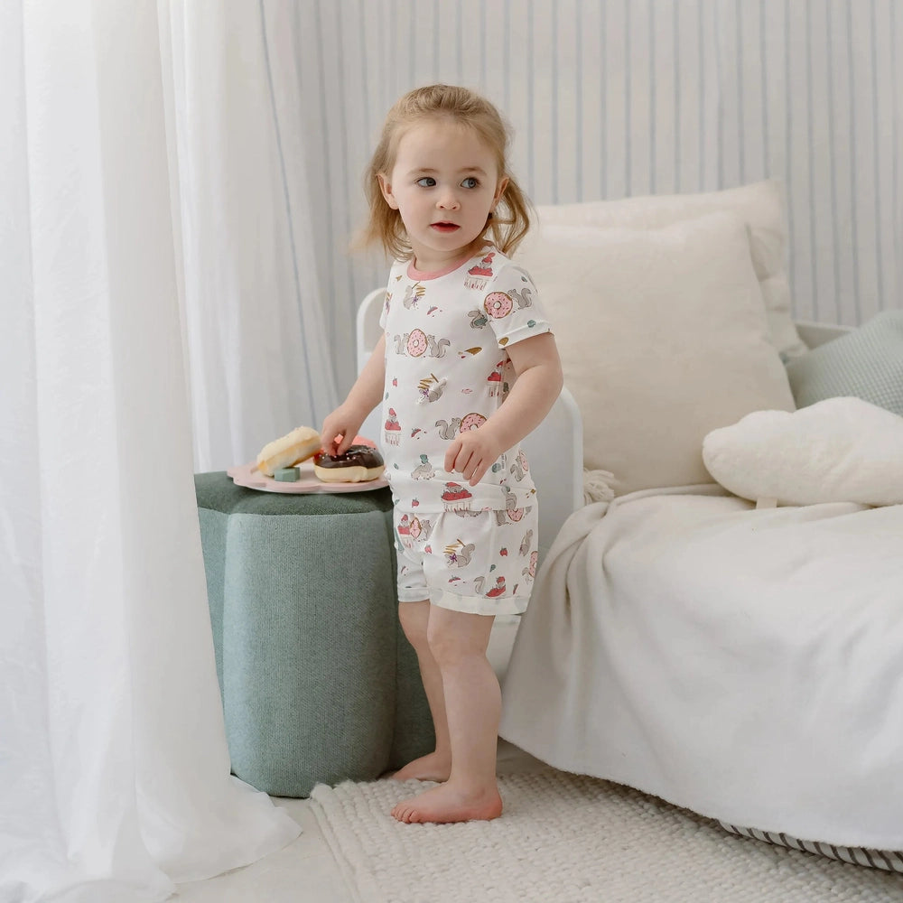 NEST DESIGNS Nest Designs Short Sleeve PJ Set Very Squirrelly all-over dessert print with donuts and cupcakes img 4/10