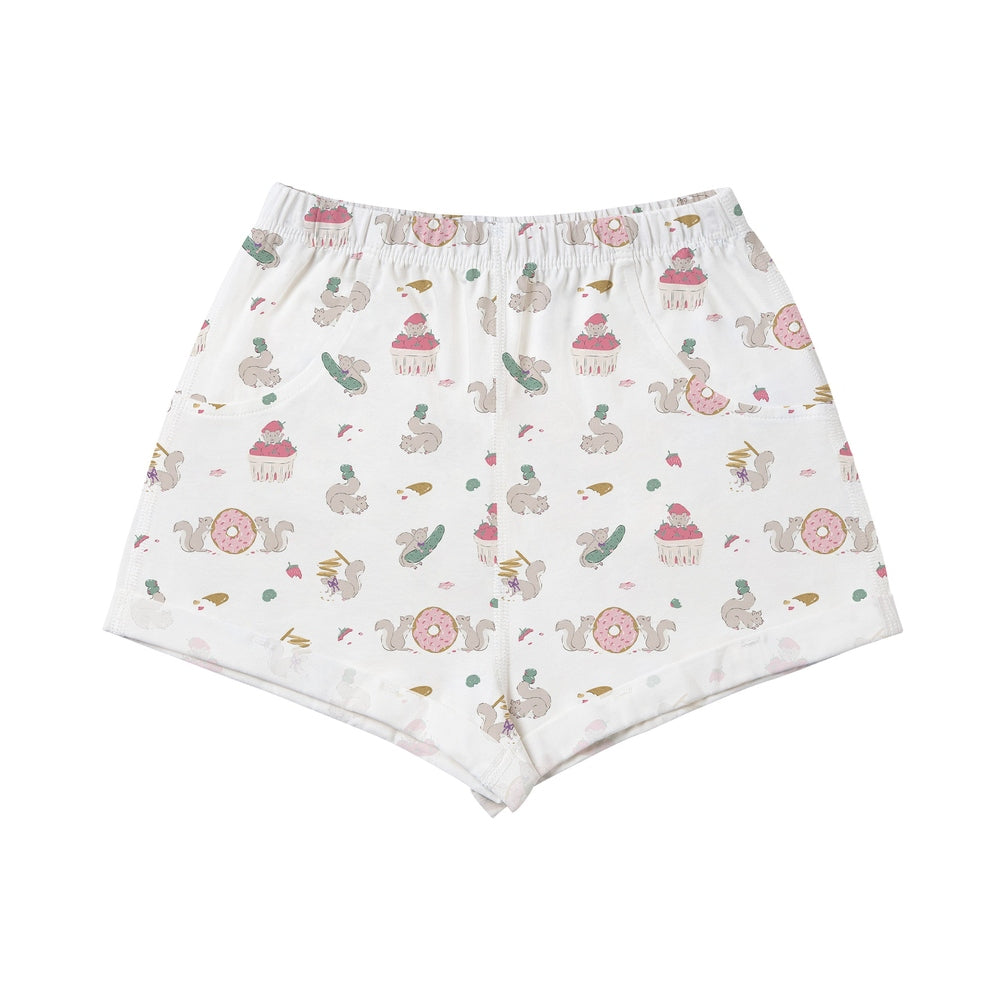 NEST DESIGNS Nest Designs Short Sleeve PJ Set Very Squirrelly elastic waist with rolled hem cuffs and donut acorn print img 8/10