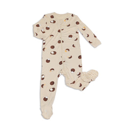 Silkberry Baby Bamboo Footies with Two Way Zipper Coconut Print