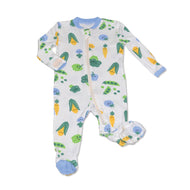 Silkberry Baby Bamboo Footies with Two Way Zipper Farmers Market Print