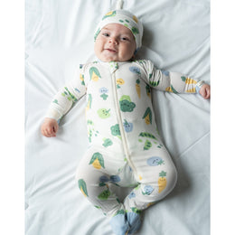 Silkberry Baby Bamboo Footies with Two Way Zipper Farmers Market Print