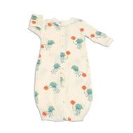 Silkberry Baby Bamboo Gown Matching Color Neck Binding Pixel Jelly Print