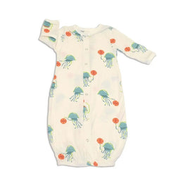 Silkberry Baby Bamboo Gown Matching Color Neck Binding Pixel Jelly Print