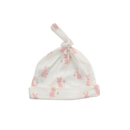 Silkberry Baby Organic Cotton Knot Hat Blush Bunny Print