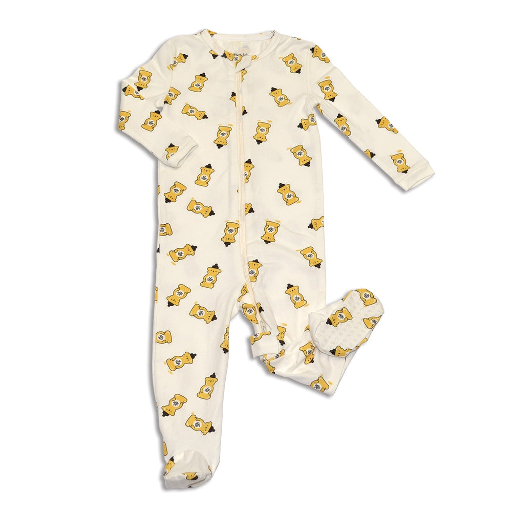 Silkberry Baby Organic Cotton Zip Up Footies Honey Bear Print