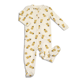 Silkberry Baby Organic Cotton Zip Up Footies Honey Bear Print