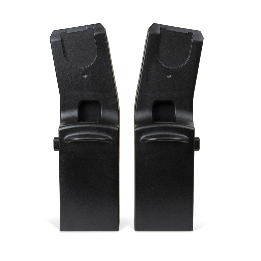 Pair of black Silver Cross car seat adapters.