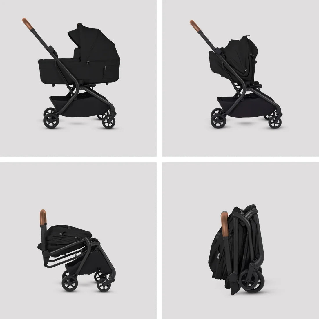 Silver Cross Nia Pod in Black — pod folding sequence