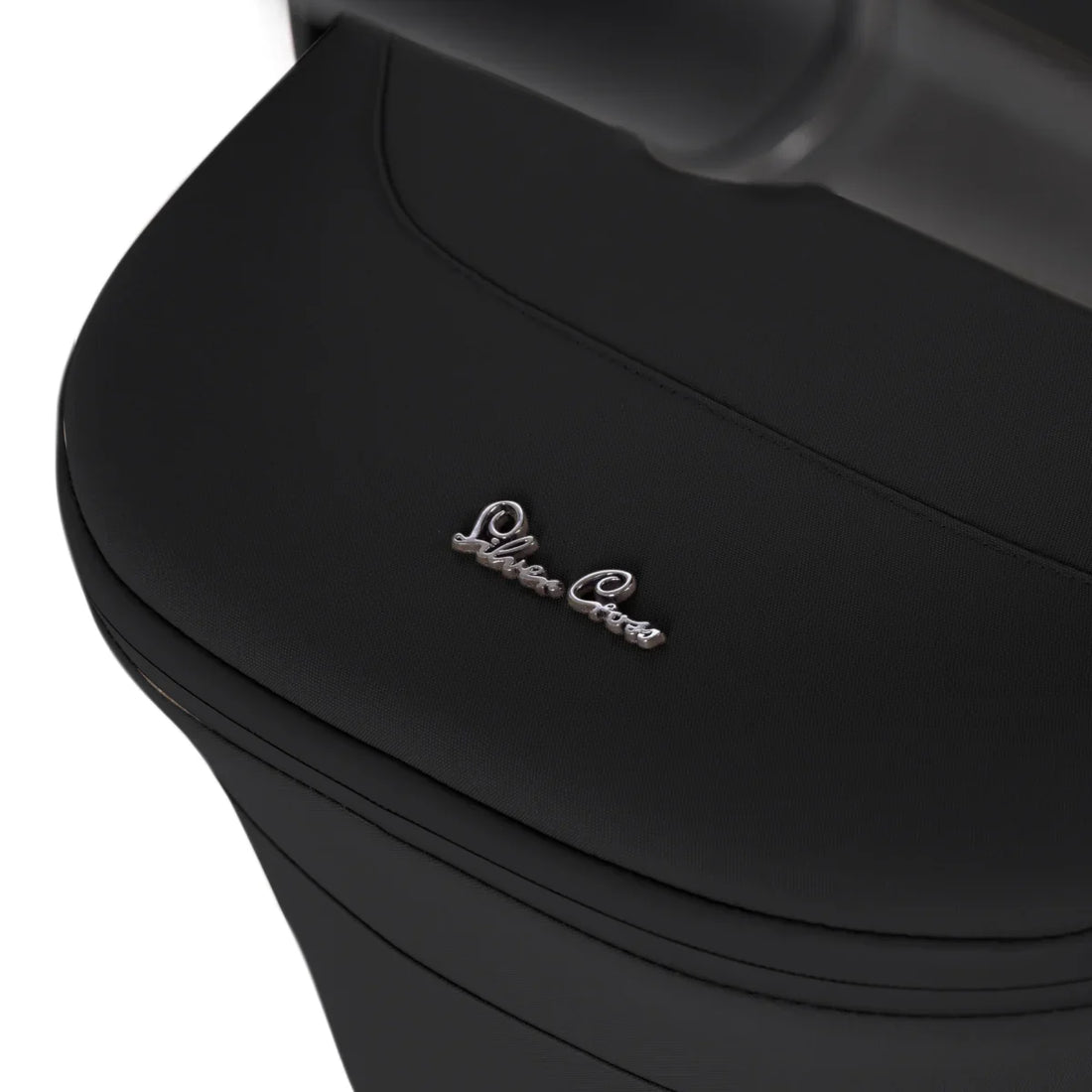 Silver Cross Nia Pod in Black — fabric and logo detail