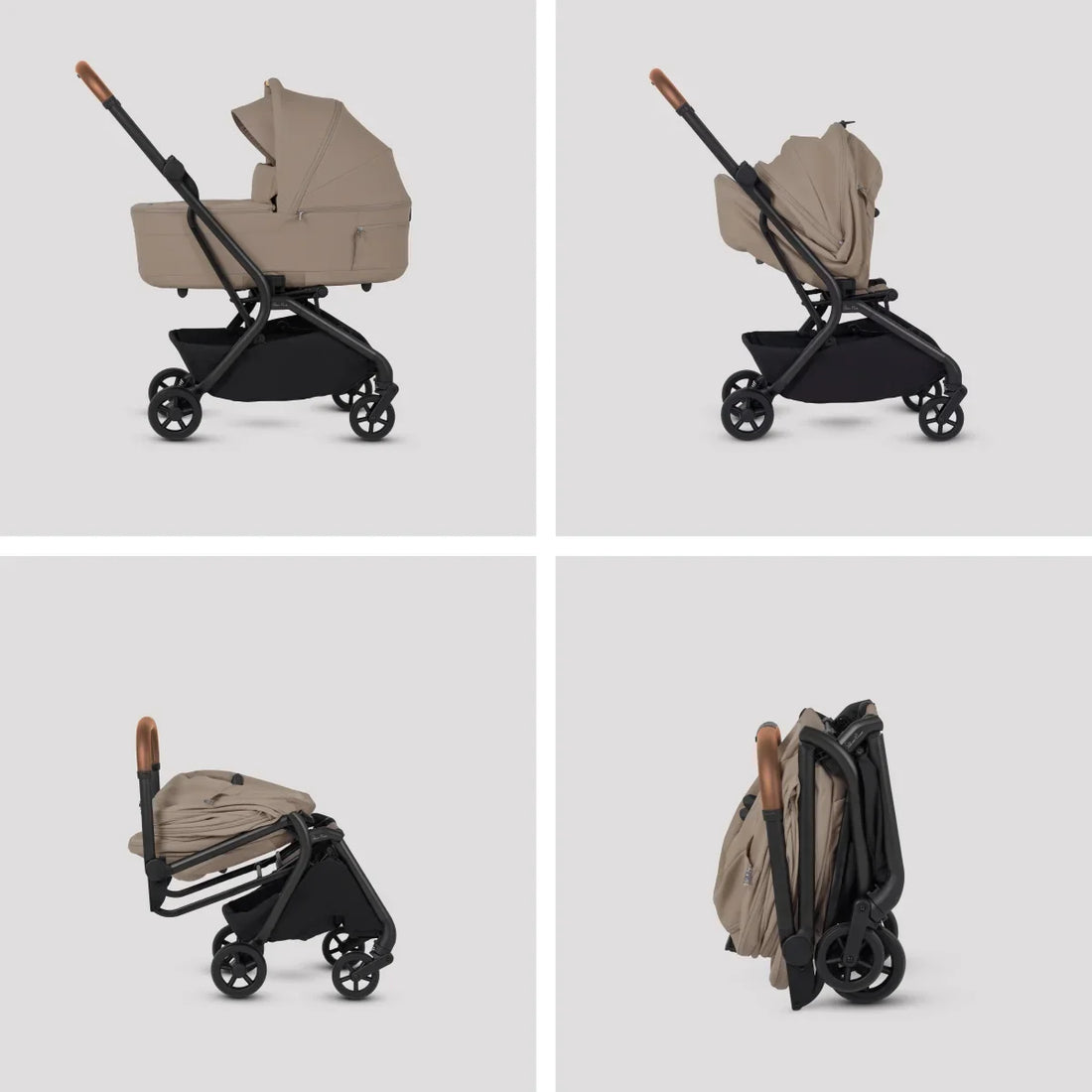 Silver Cross Nia Pod in Champagne — pod folding sequence