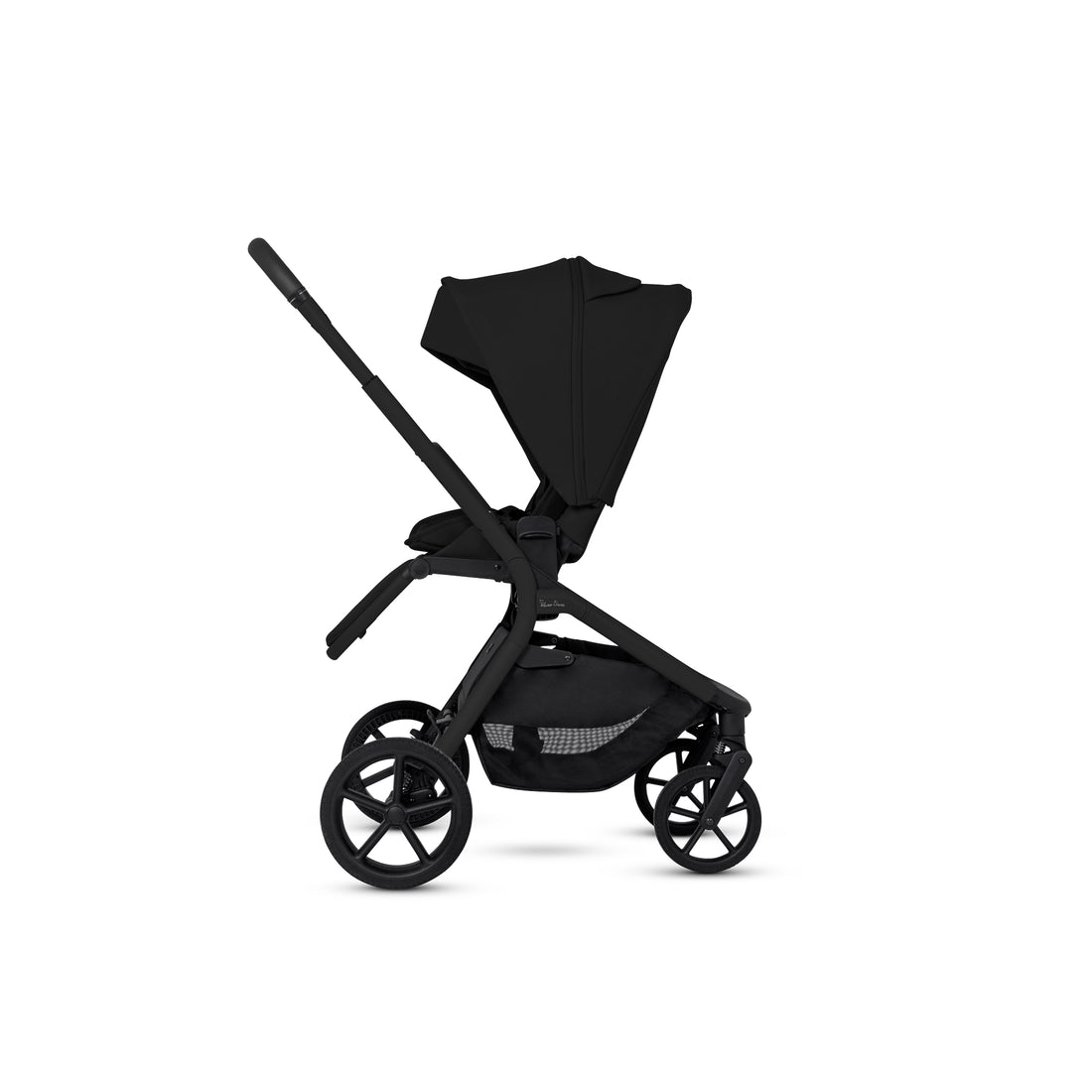 Silver Cross Breez Compact Stroller in Black — reversible seat side view