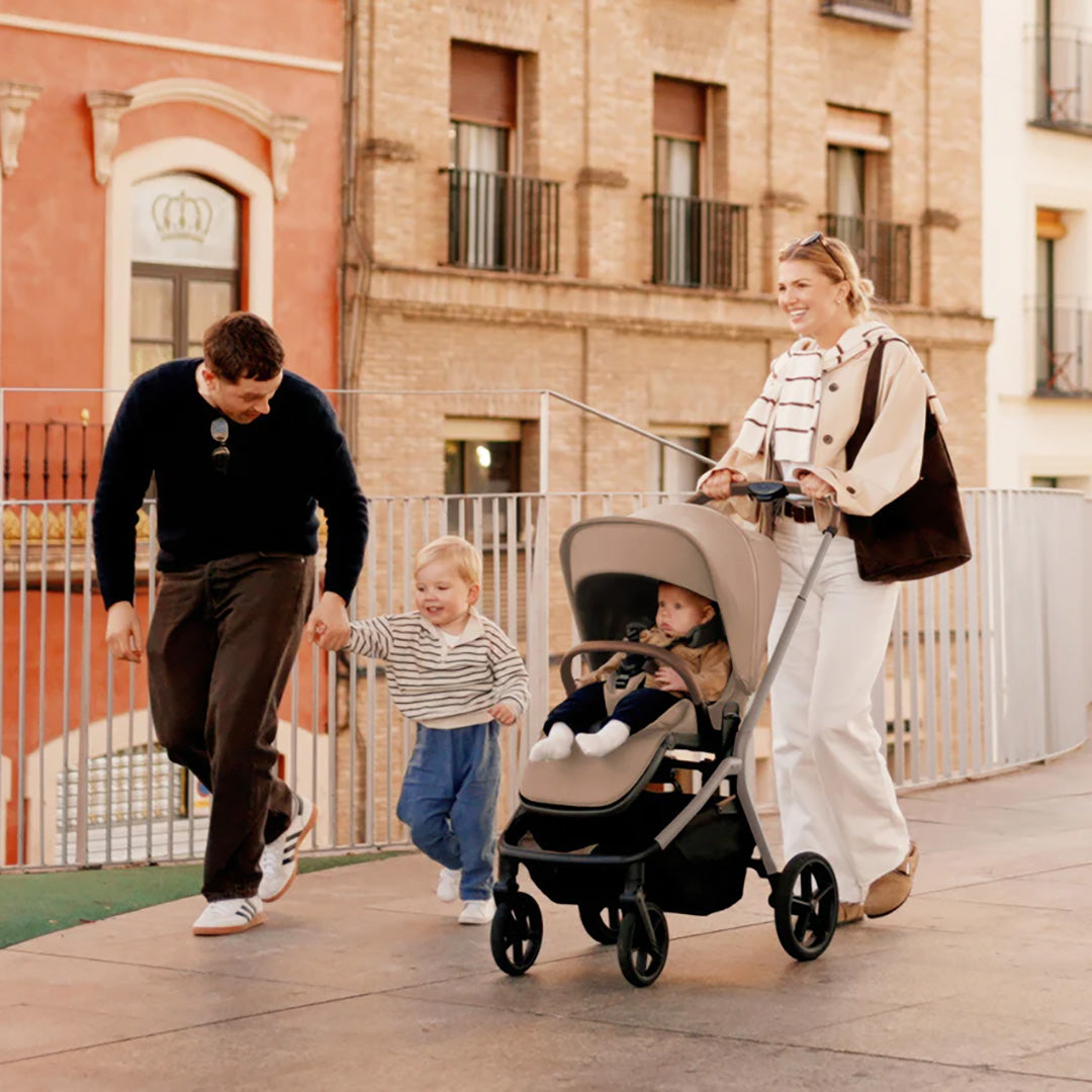 Silver Cross Breez Compact Stroller in Champagne — family city stroll