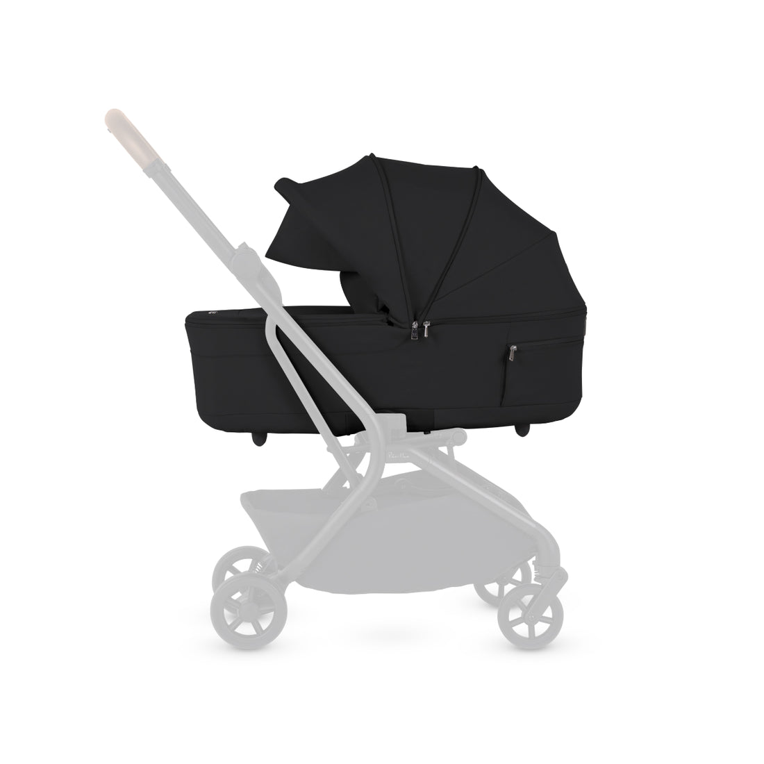 Silver Cross Nia Pod in Black — pod mounted on the Nia chassis