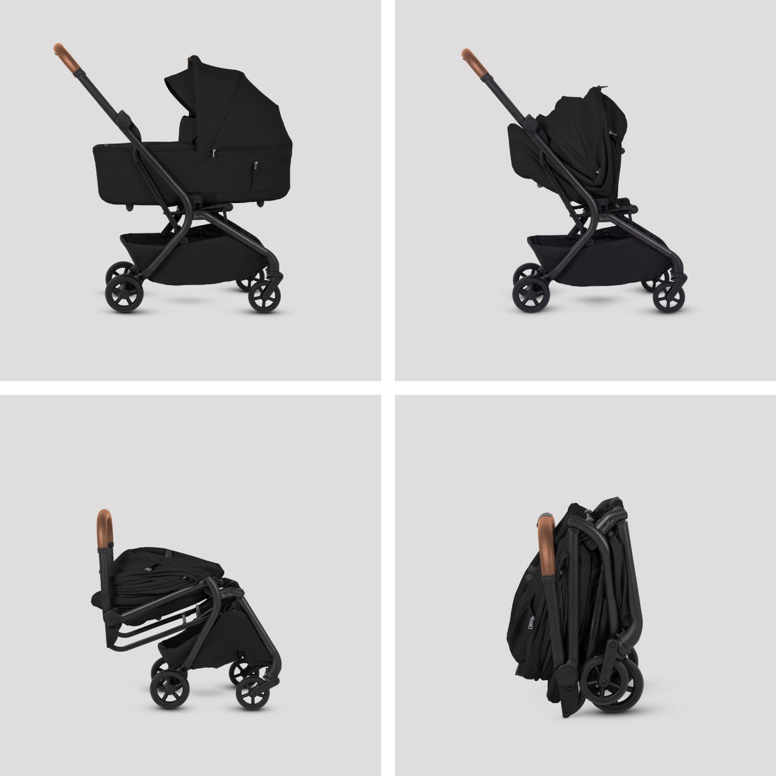Silver Cross Nia Pod in Black — pod folding sequence
